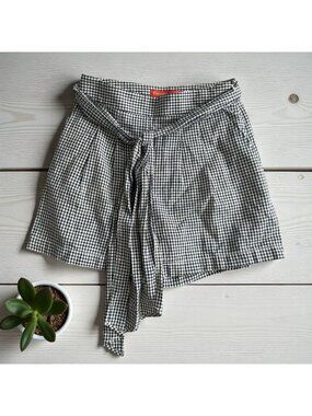 CARTONNIER by Anthropologie Black White Plaid High Rise Shorts size 0